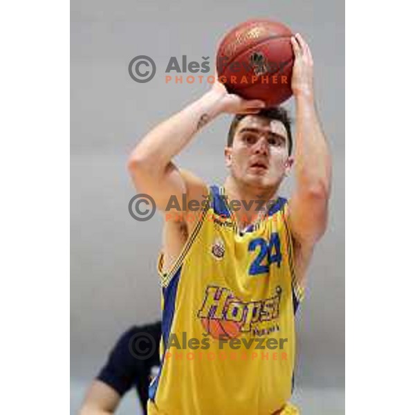 Tjaz Rotar in action during Nova KBM league basketball match between Hopsi Polzela and Sixt Primorska in Polzela Sports Hall, Slovenia on December 16, 2017