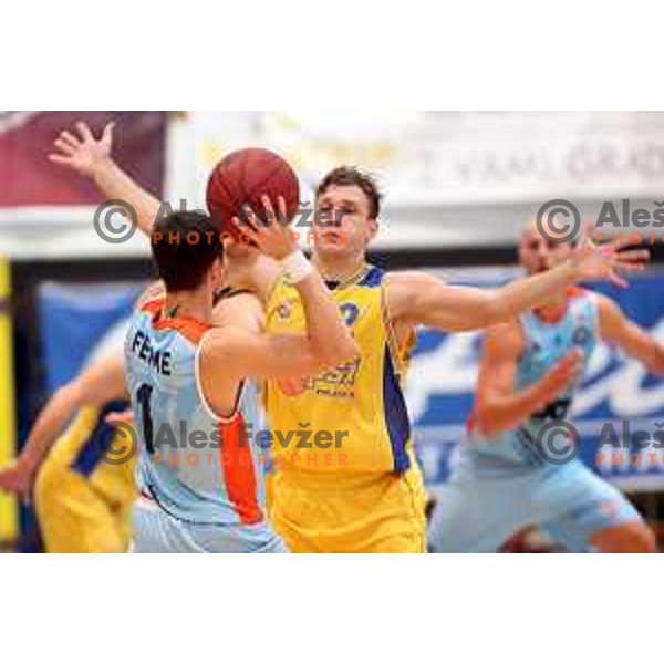 Andraz Rogelja in action during Nova KBM league basketball match between Hopsi Polzela and Sixt Primorska in Polzela Sports Hall, Slovenia on December 16, 2017