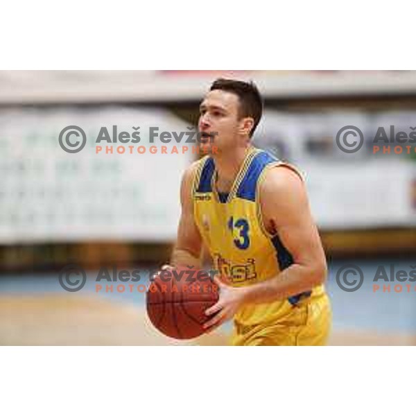 Urban Bukovic in action during Nova KBM league basketball match between Hopsi Polzela and Sixt Primorska in Polzela Sports Hall, Slovenia on December 16, 2017