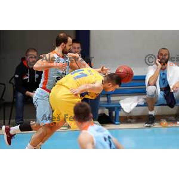 Danijel Vujasinovic and Ivan Drzic in action during Nova KBM league basketball match between Hopsi Polzela and Sixt Primorska in Polzela Sports Hall, Slovenia on December 16, 2017