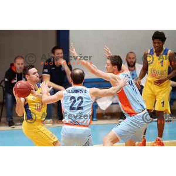 Urban Bukovic and Jan Kosi in action during Nova KBM league basketball match between Hopsi Polzela and Sixt Primorska in Polzela Sports Hall, Slovenia on December 16, 2017