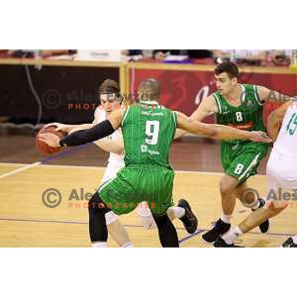 Gasper Okorn, head coach of Petrol Olimpija in action during Nova KBM league basketball match between Ilirija and Petrol Olimpija in Tivoli Hall, Ljubljana, Slovenia on December 17, 2017