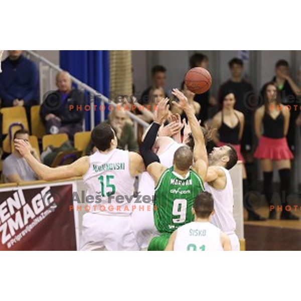 action during Nova KBM league basketball match between Ilirija and Petrol Olimpija in Tivoli Hall, Ljubljana, Slovenia on December 17, 2017