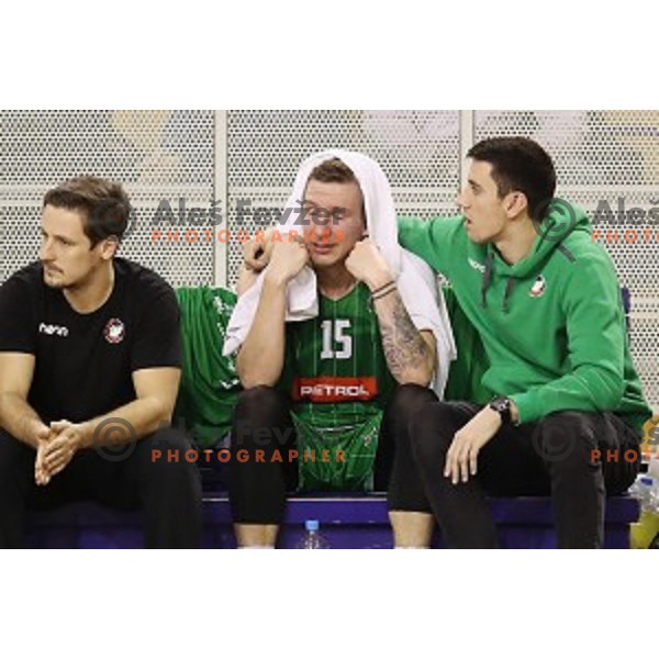 Gregor Hrovat and Erjon Kastrati of Petrol Olimpija in action during Nova KBM league basketball match between Ilirija and Petrol Olimpija in Tivoli Hall, Ljubljana, Slovenia on December 17, 2017