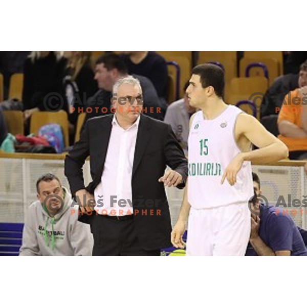 Sasa Doncic and Ljubomir Mladenovski during Nova KBM league basketball match between Ilirija and Petrol Olimpija in Tivoli Hall, Ljubljana, Slovenia on December 17, 2017
