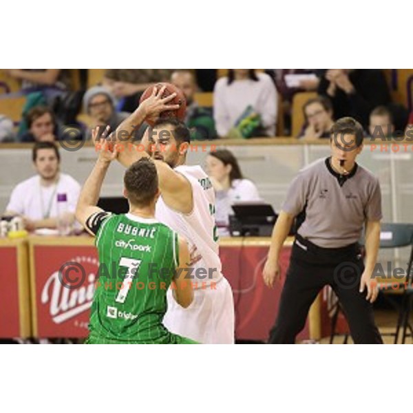 action during Nova KBM league basketball match between Ilirija and Petrol Olimpija in Tivoli Hall, Ljubljana, Slovenia on December 17, 2017