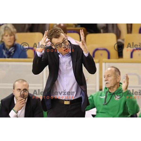Gasper Okorn in action during Nova KBM league basketball match between Ilirija and Petrol Olimpija in Tivoli Hall, Ljubljana, Slovenia on December 17, 2017