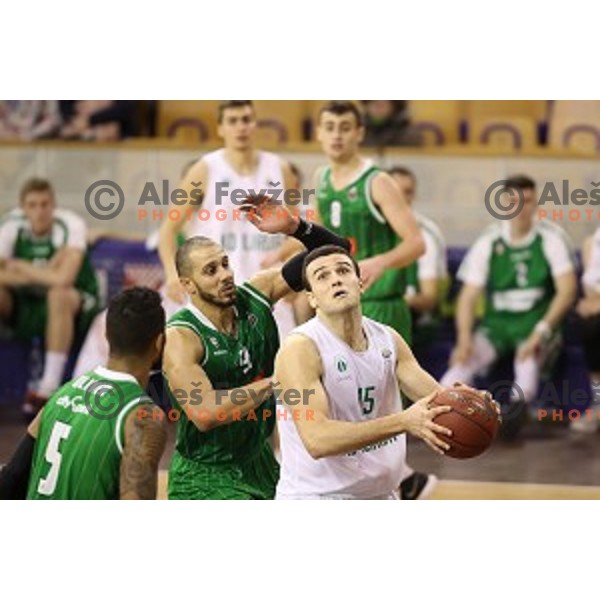 Ljubomir Mladenovski in action during Nova KBM league basketball match between Ilirija and Petrol Olimpija in Tivoli Hall, Ljubljana, Slovenia on December 17, 2017