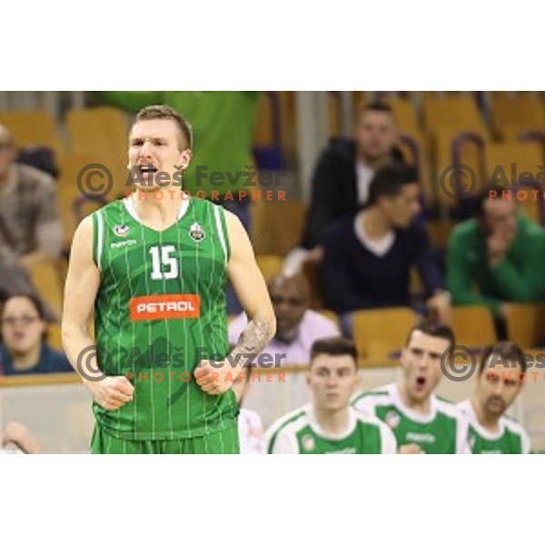 Gregor Hrovat of Petrol Olimpija in action during Nova KBM league basketball match between Ilirija and Petrol Olimpija in Tivoli Hall, Ljubljana, Slovenia on December 17, 2017