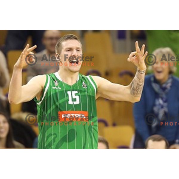Gregor Hrovat of Petrol Olimpija in action during Nova KBM league basketball match between Ilirija and Petrol Olimpija in Tivoli Hall, Ljubljana, Slovenia on December 17, 2017