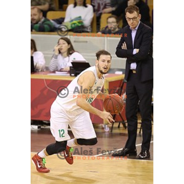 Tiso Cvetkovic in action during Nova KBM league basketball match between Ilirija and Petrol Olimpija in Tivoli Hall, Ljubljana, Slovenia on December 17, 2017