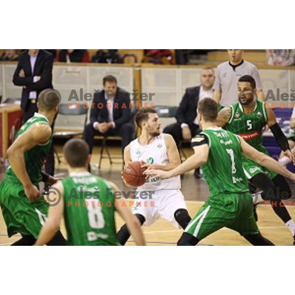 Tiso Cvetkovic in action during Nova KBM league basketball match between Ilirija and Petrol Olimpija in Tivoli Hall, Ljubljana, Slovenia on December 17, 2017