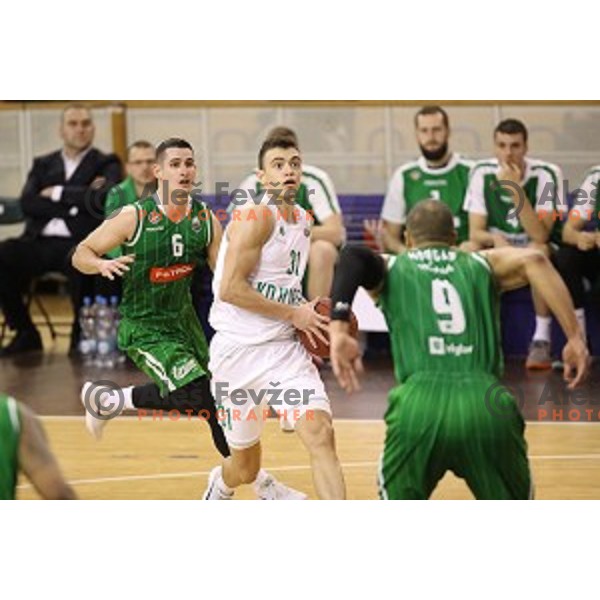 Jan Span and Zan Mark Sisko of Ilirija in action during Nova KBM league basketball match between Ilirija and Petrol Olimpija in Tivoli Hall, Ljubljana, Slovenia on December 17, 2017