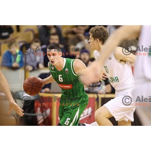 Jan Span of Petrol Olimpija in action during Nova KBM league basketball match between Ilirija and Petrol Olimpija in Tivoli Hall, Ljubljana, Slovenia on December 17, 2017