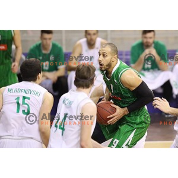 Jordan Morgan of Petrol Olimpija in action during Nova KBM league basketball match between Ilirija and Petrol Olimpija in Tivoli Hall, Ljubljana, Slovenia on December 17, 2017