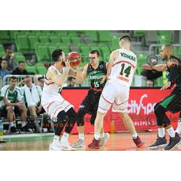 Gregor Hrovat of Petrol Olimpija in action during FIBA Champions League basketball match between Petrol Olimpija and Banvit Bandirma in Stozice Hall, Ljubljana on December 19, 2017