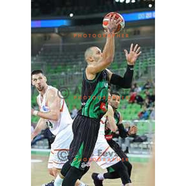 Jordan Morgan of Petrol Olimpija in action during FIBA Champions League basketball match between Petrol Olimpija and Banvit Bandirma in Stozice Hall, Ljubljana on December 19, 2017