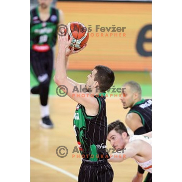 Roko Badzim of Petrol Olimpija in action during FIBA Champions League basketball match between Petrol Olimpija and Banvit Bandirma in Stozice Hall, Ljubljana on December 19, 2017