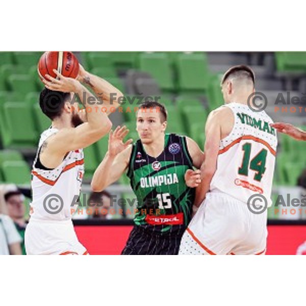 Gregor Hrovat of Petrol Olimpija in action during FIBA Champions League basketball match between Petrol Olimpija and Banvit Bandirma in Stozice Hall, Ljubljana on December 19, 2017