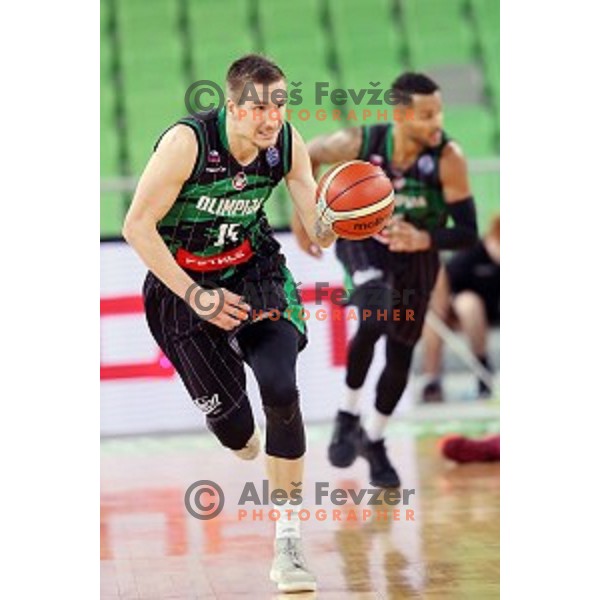 Gregor Hrovat of Petrol Olimpija in action during FIBA Champions League basketball match between Petrol Olimpija and Banvit Bandirma in Stozice Hall, Ljubljana on December 19, 2017