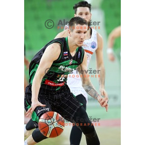 Gregor Hrovat of Petrol Olimpija in action during FIBA Champions League basketball match between Petrol Olimpija and Banvit Bandirma in Stozice Hall, Ljubljana on December 19, 2017