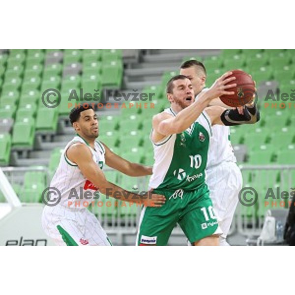 in action during Nova KBM league basketball match between Petrol Olimpija and Krka in SRC Stozice, Ljubljana, Slovenia on December 21, 2017