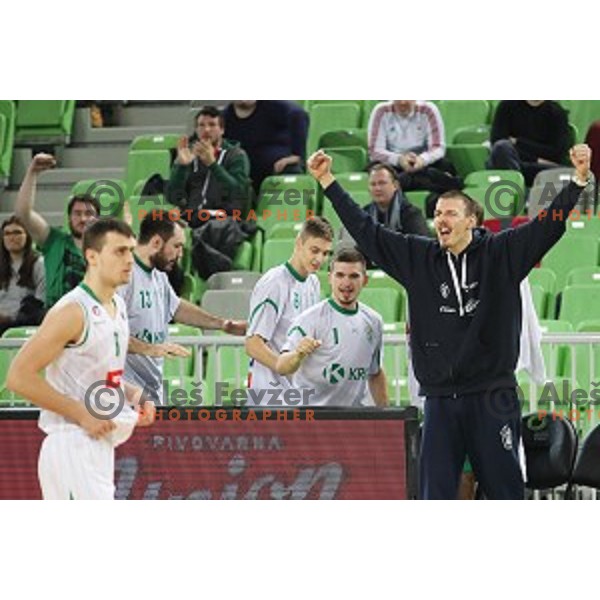 in action during Nova KBM league basketball match between Petrol Olimpija and Krka in SRC Stozice, Ljubljana, Slovenia on December 21, 2017
