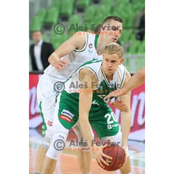 in action during Nova KBM league basketball match between Petrol Olimpija and Krka in SRC Stozice, Ljubljana, Slovenia on December 21, 2017