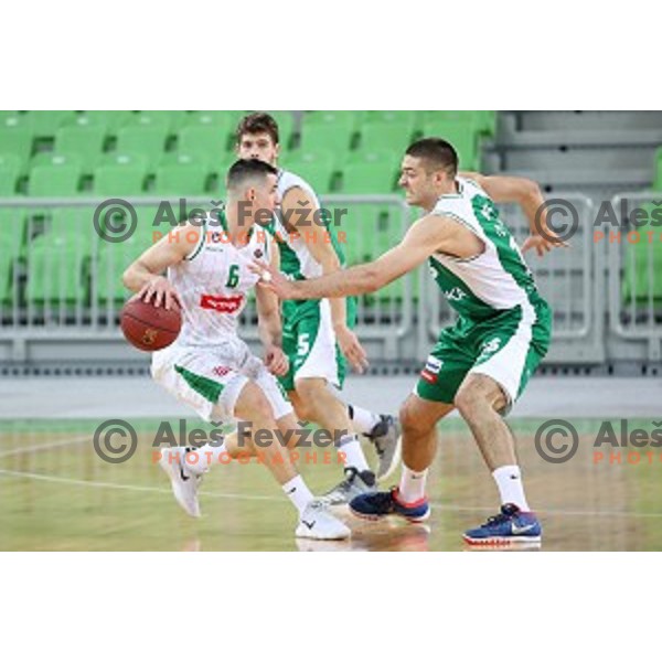 in action during Nova KBM league basketball match between Petrol Olimpija and Krka in SRC Stozice, Ljubljana, Slovenia on December 21, 2017