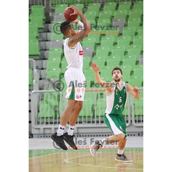 in action during Nova KBM league basketball match between Petrol Olimpija and Krka in SRC Stozice, Ljubljana, Slovenia on December 21, 2017
