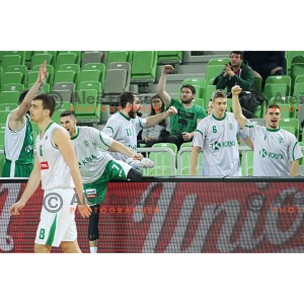 in action during Nova KBM league basketball match between Petrol Olimpija and Krka in SRC Stozice, Ljubljana, Slovenia on December 21, 2017
