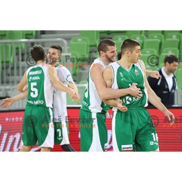 in action during Nova KBM league basketball match between Petrol Olimpija and Krka in SRC Stozice, Ljubljana, Slovenia on December 21, 2017