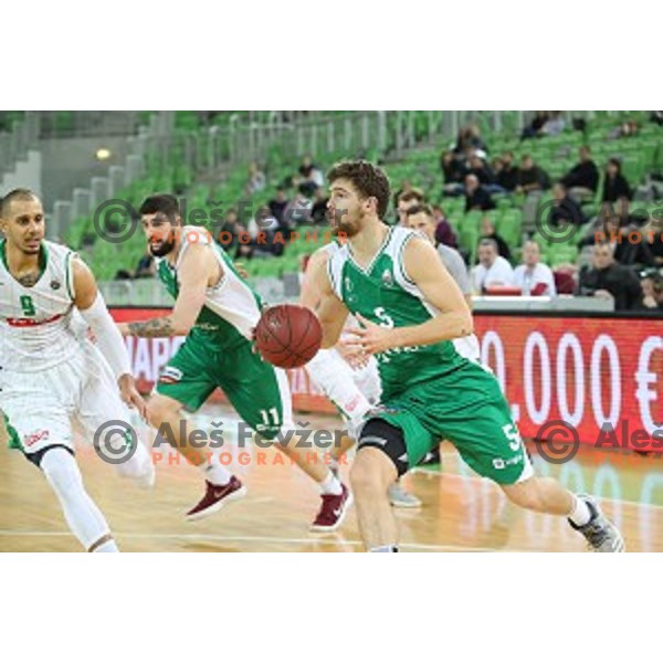 Paolo Marinelli of Krka in action during Nova KBM league basketball match between Petrol Olimpija and Krka in SRC Stozice, Ljubljana, Slovenia on December 21, 2017