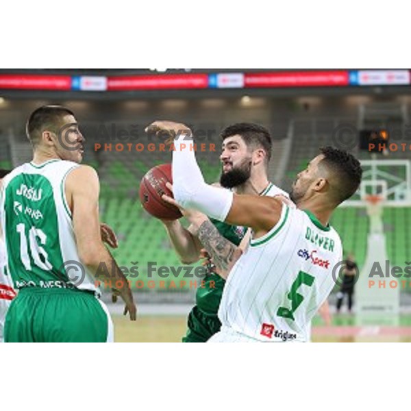 Ziga Dimec of Krka in action during Nova KBM league basketball match between Petrol Olimpija and Krka in SRC Stozice, Ljubljana, Slovenia on December 21, 2017