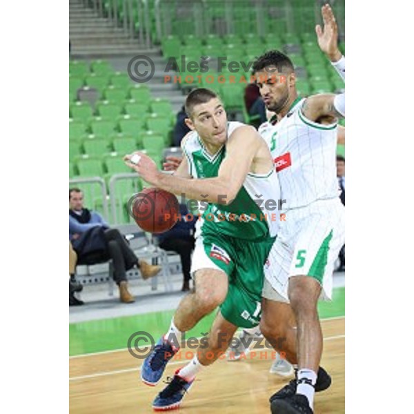 in action during Nova KBM league basketball match between Petrol Olimpija and Krka in SRC Stozice, Ljubljana, Slovenia on December 21, 2017