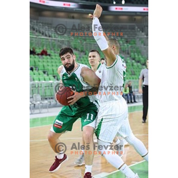 in action during Nova KBM league basketball match between Petrol Olimpija and Krka in SRC Stozice, Ljubljana, Slovenia on December 21, 2017
