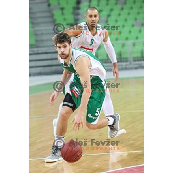 Paolo Marinelli of Krka in action during Nova KBM league basketball match between Petrol Olimpija and Krka in SRC Stozice, Ljubljana, Slovenia on December 21, 2017