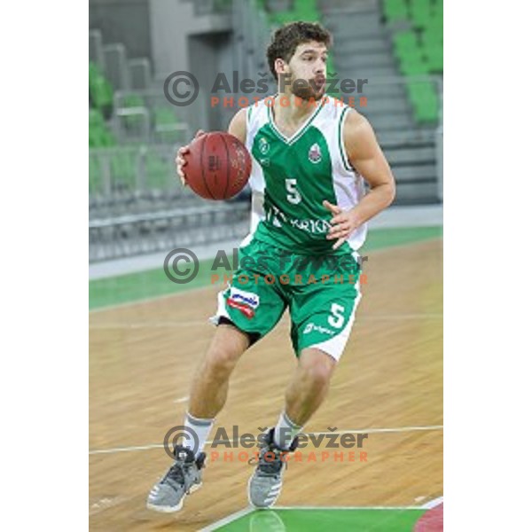 Paolo Marinelli of Krka in action during Nova KBM league basketball match between Petrol Olimpija and Krka in SRC Stozice, Ljubljana, Slovenia on December 21, 2017