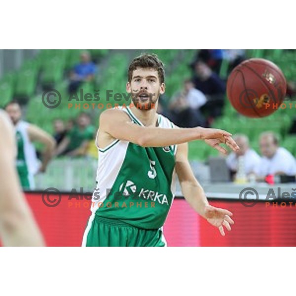 Paolo Marinelli of Krka in action during Nova KBM league basketball match between Petrol Olimpija and Krka in SRC Stozice, Ljubljana, Slovenia on December 21, 2017