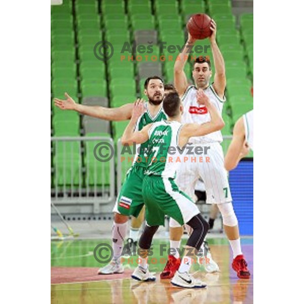 Drazen Bubnic in action during Nova KBM league basketball match between Petrol Olimpija and Krka in SRC Stozice, Ljubljana, Slovenia on December 21, 2017