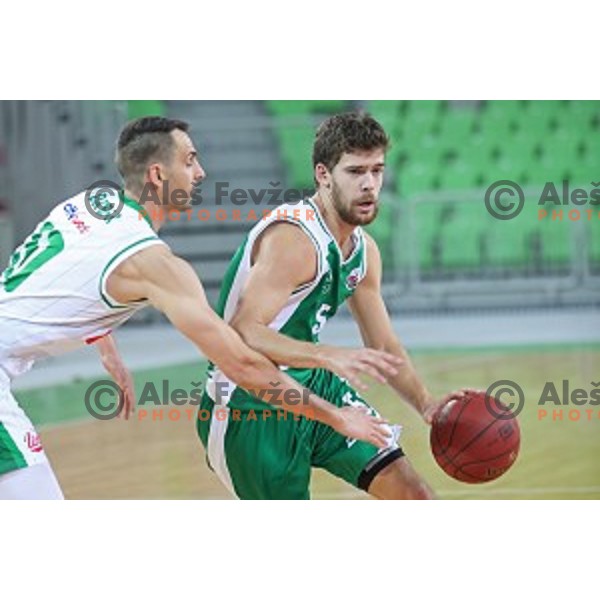 Paolo Marinelli of Krka in action during Nova KBM league basketball match between Petrol Olimpija and Krka in SRC Stozice, Ljubljana, Slovenia on December 21, 2017