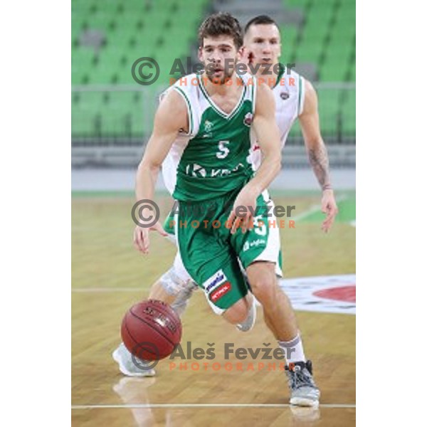 Paolo Marinelli of Krka in action during Nova KBM league basketball match between Petrol Olimpija and Krka in SRC Stozice, Ljubljana, Slovenia on December 21, 2017