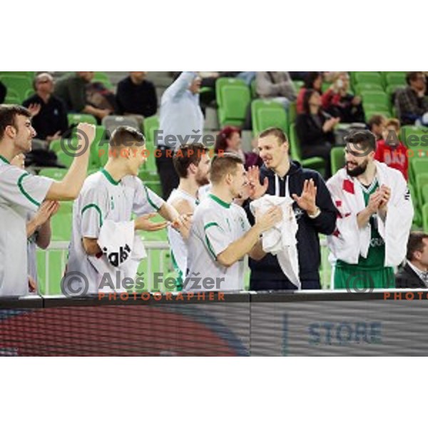 in action during Nova KBM league basketball match between Petrol Olimpija and Krka in SRC Stozice, Ljubljana, Slovenia on December 21, 2017