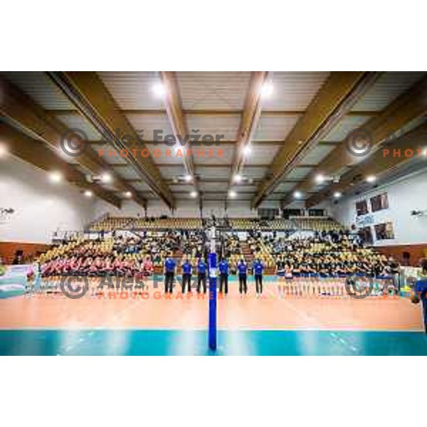 Players of Nova KBM Branik and Calcit Volleyball prior to Slovenia Cup 2017/18 volleyball match between Nova KBM Branik and Calcit Volleyball, played in VSD Hoce, Hoce, Slovenia on December 22, 2017