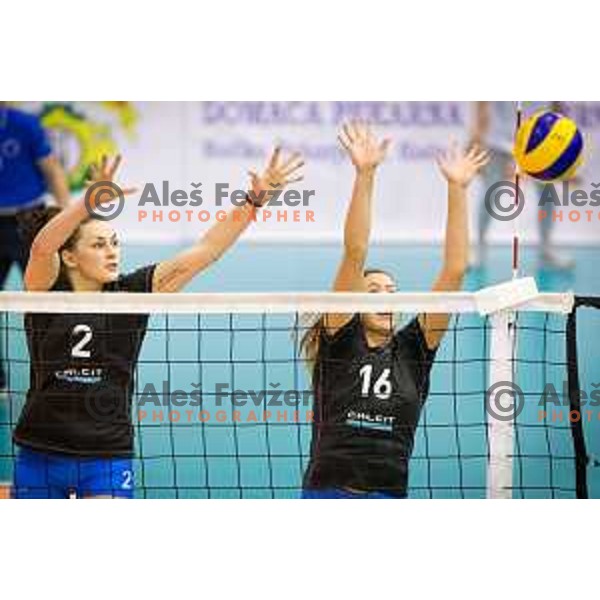 Tina Grudina and Helana Mijoc of Calcit Volleyball in action during Slovenia Cup 2017/18 volleyball match between Nova KBM Branik and Calcit Volleyball, played in VSD Hoce, Hoce, Slovenia on December 22, 2017