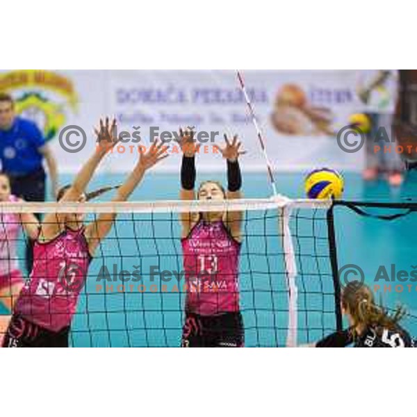 Ela Pintar and Anita Sobocan of Nova KBM Branik in action during Slovenia Cup 2017/18 volleyball match between Nova KBM Branik and Calcit Volleyball, played in VSD Hoce, Hoce, Slovenia on December 22, 2017