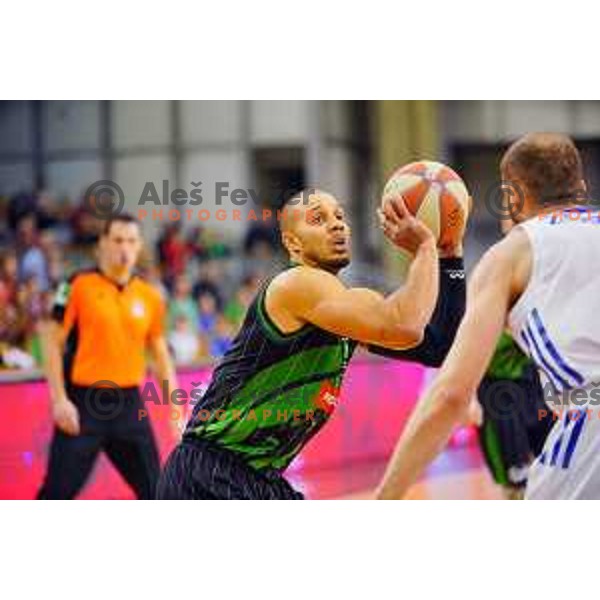 Jordan Morgan of Petrol Olimpija in action during ABA league basketball match between Petrol Olimpija and Cibona in Tivoli Hall, Ljubljana on December 23, 2017