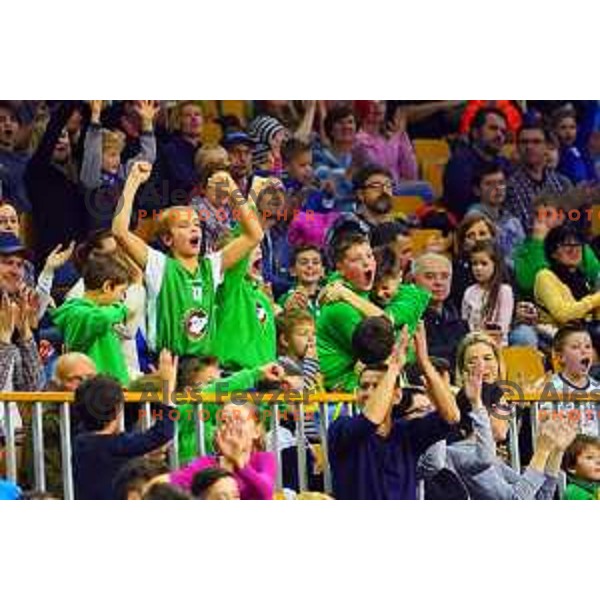 of Petrol Olimpija in action during ABA league basketball match between Petrol Olimpija and Cibona in Tivoli Hall, Ljubljana on December 23, 2017