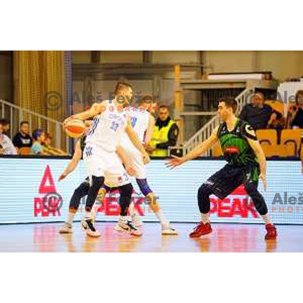 Marko Tomas of Cibona and Drazen Bubnic of Petrol Olimpija in action during ABA league basketball match between Petrol Olimpija and Cibona in Tivoli Hall, Ljubljana on December 23, 2017