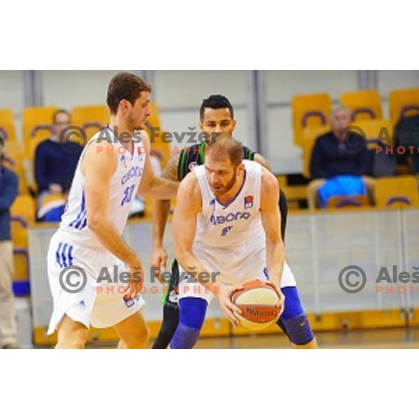 of Petrol Olimpija in action during ABA league basketball match between Petrol Olimpija and Cibona in Tivoli Hall, Ljubljana on December 23, 2017